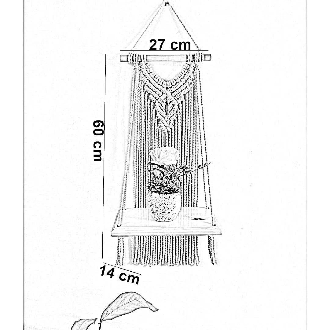 رف مكرمية قطن وموسكي، 27*14*60 سم