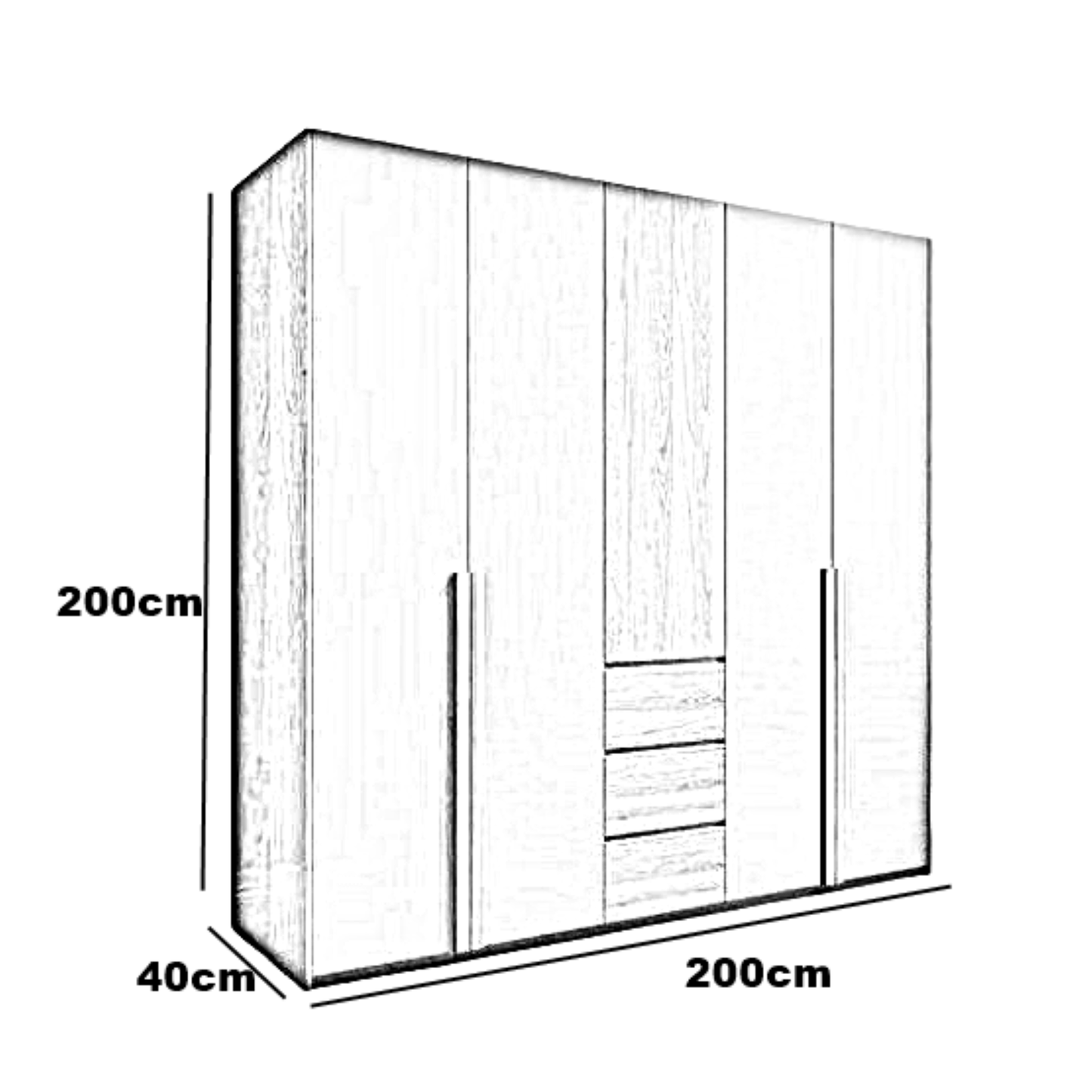 دولاب خشب ام دي اف، 200*40*200 سم