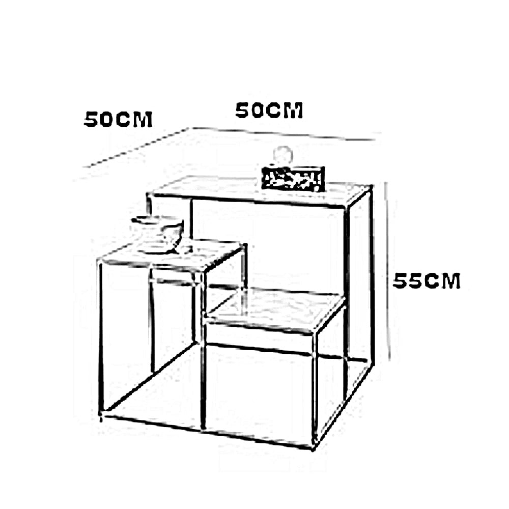 ترابيزة جانبية معدن بسطح رخام، 50*50*55 سم