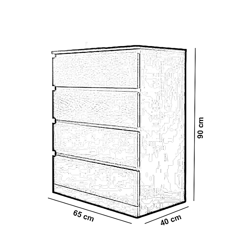 وحدة أدراج خشب ام دي اف، 65*40*90 سم