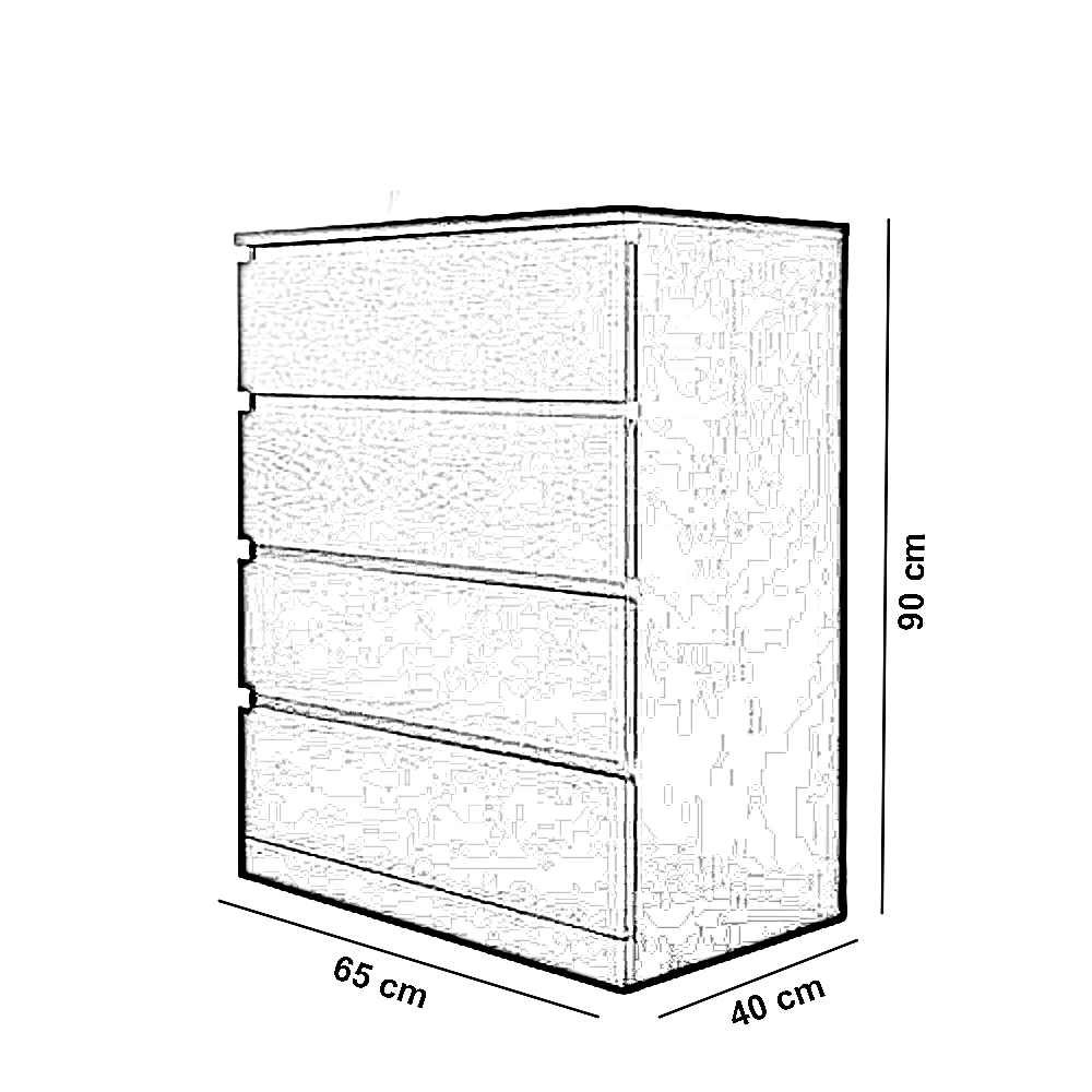وحدة أدراج خشب ام دي اف، 65*40*90 سم