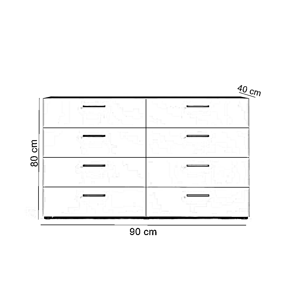 وحدة أدراج خشب ام دي اف، 90*40*80 سم