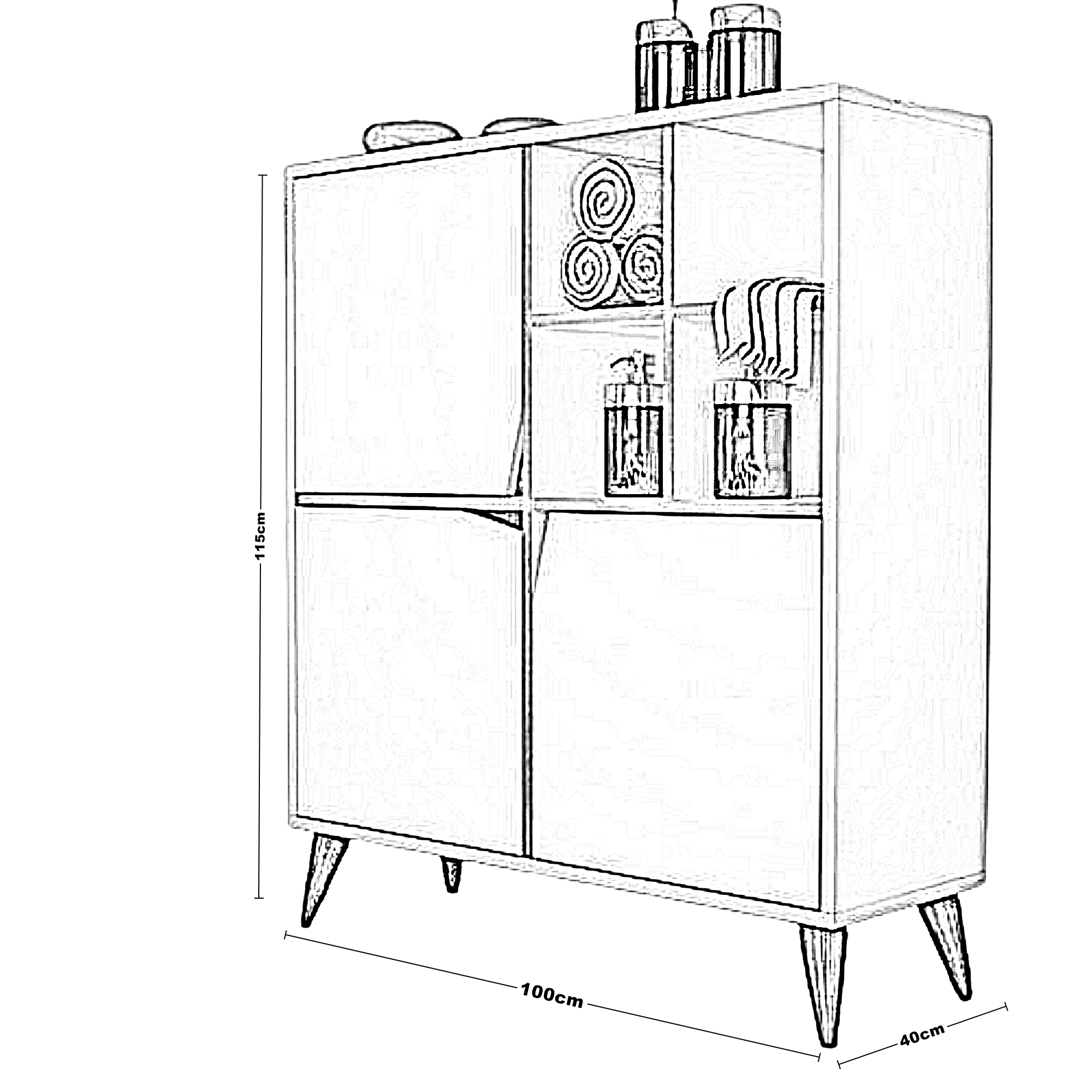 وحدة تخزين خشب ام دي اف، 100*40*115 سم
