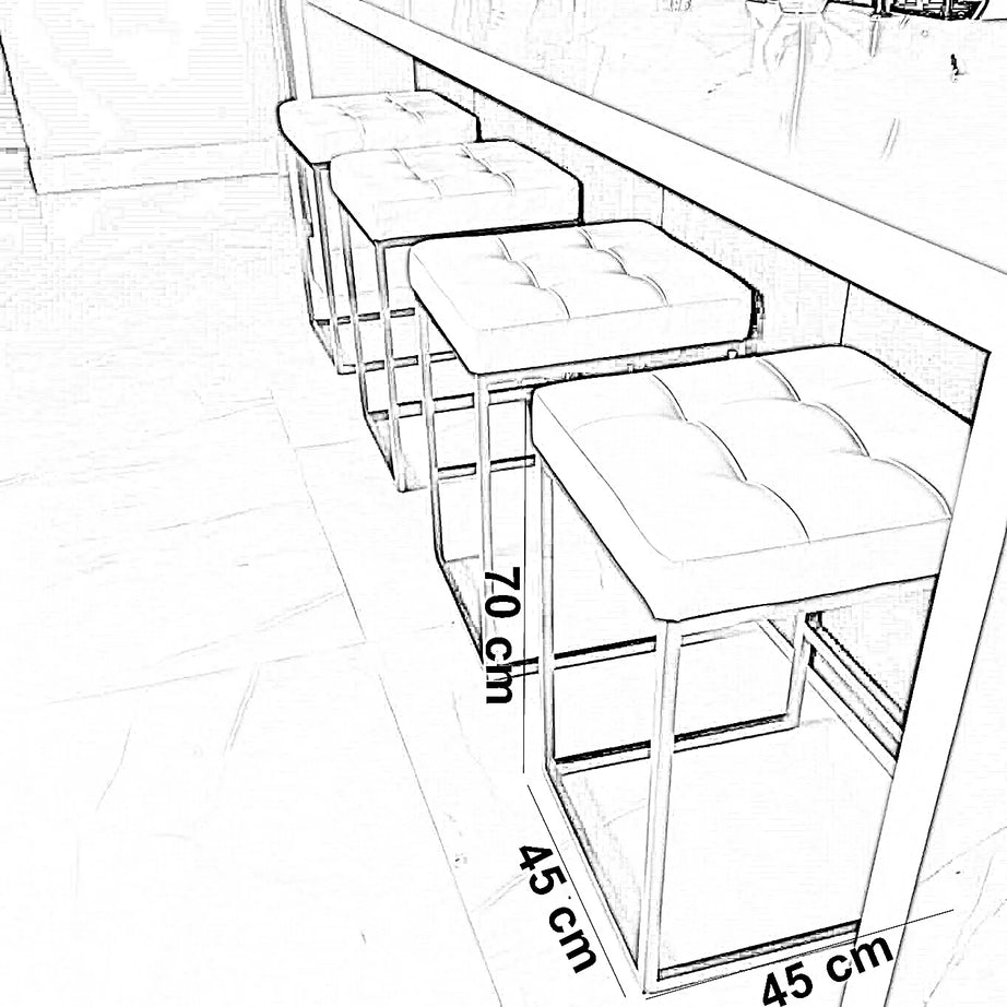 كرسي بار ستيل و جلد، 45*45*70 سم