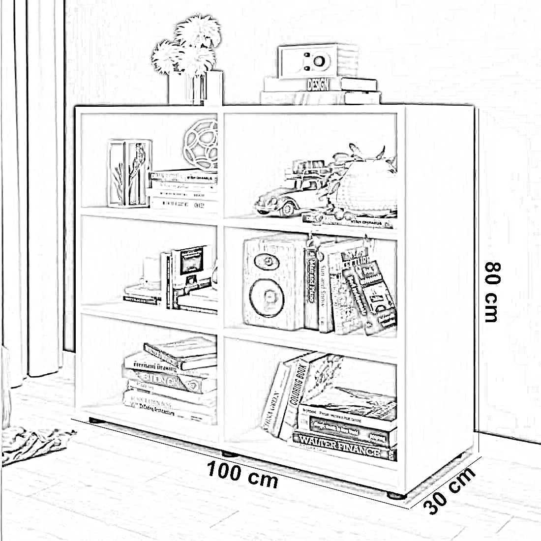 وحدة تخزين مكتبية ام دي اف، 100*30*80 سم