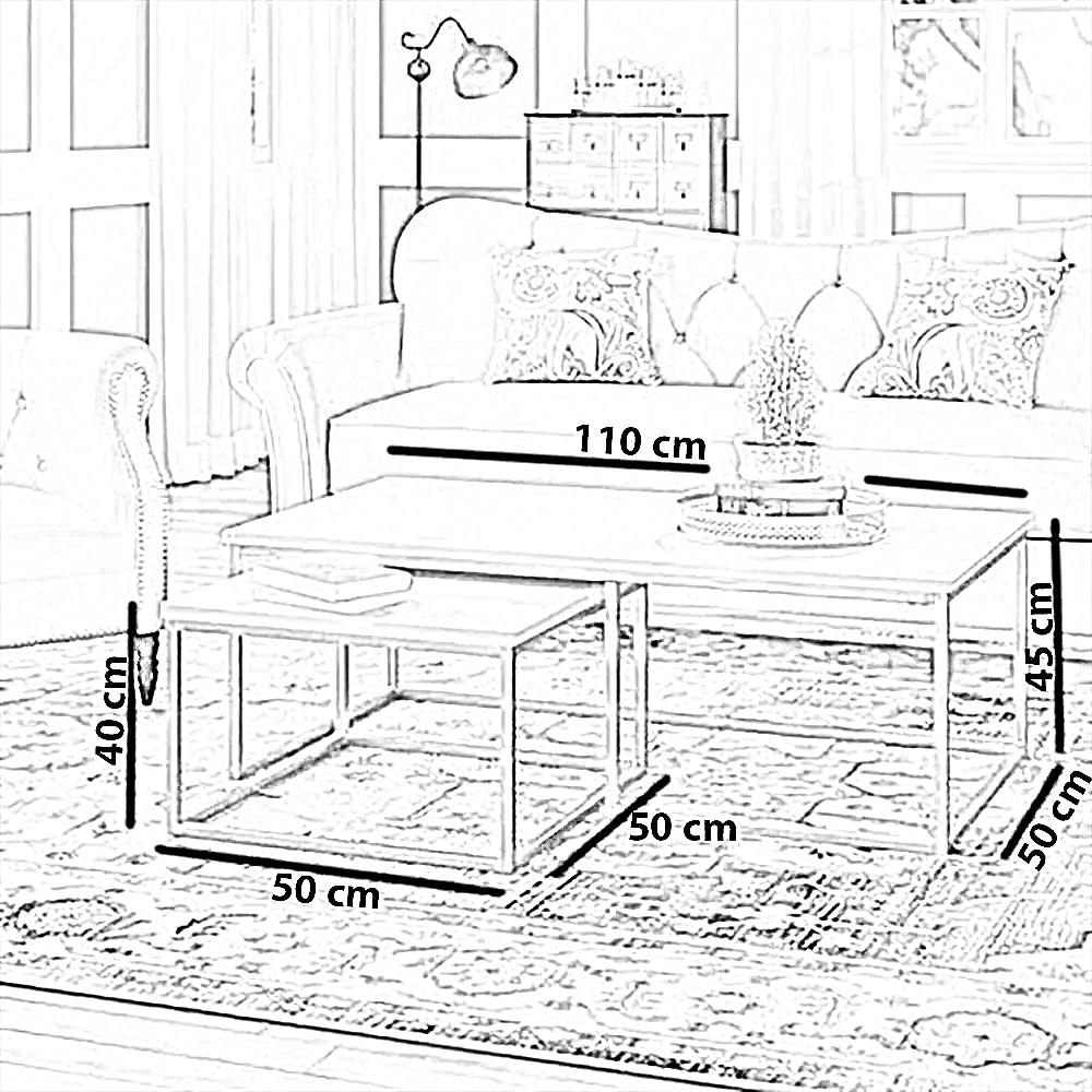 طقم ترابيزات قهوة متداخلة ستيل بسطح رخام، قطعتين