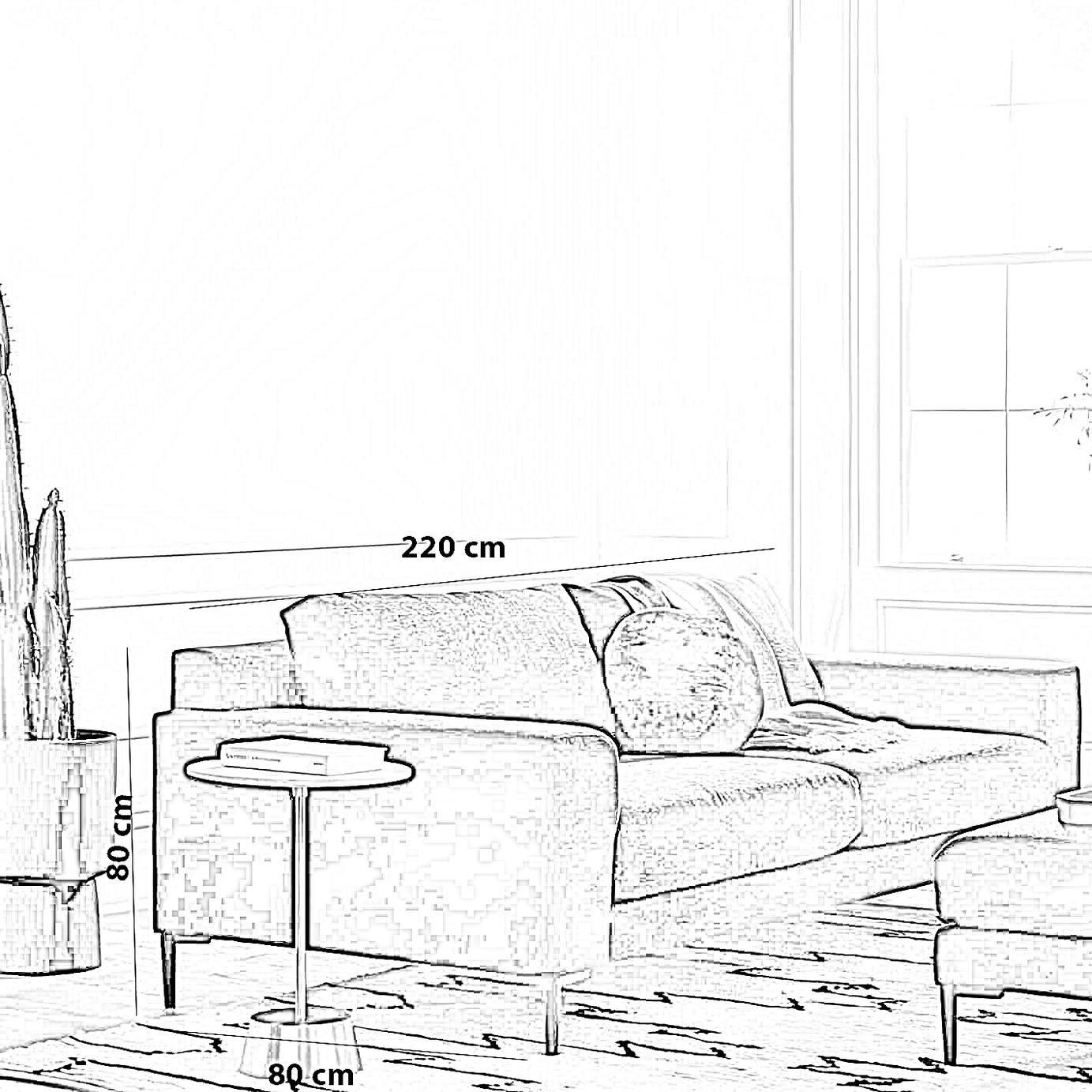 كنبة خشب زان، 200*80*80 سم