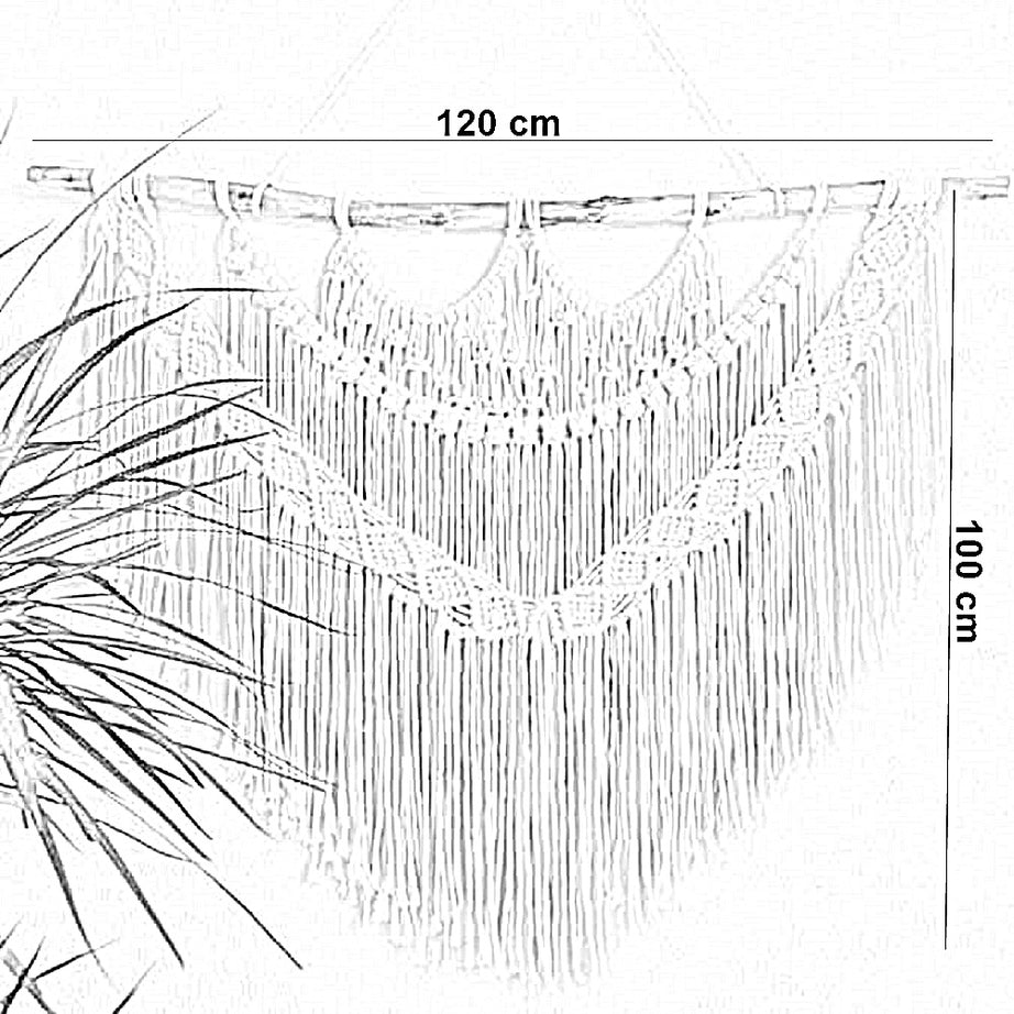 مكرمية حائط خشب، 120*100 سم