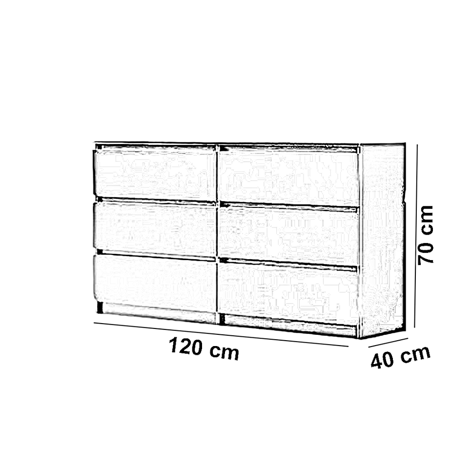 وحدة أدراج خشب ام دي اف، 120*40*70 سم