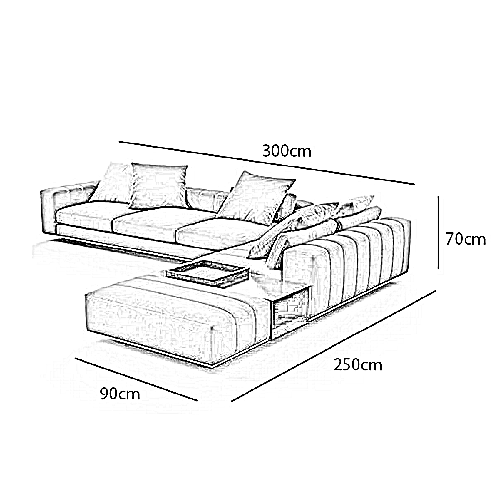 ركنة خشب زان، 300*250*70 سم