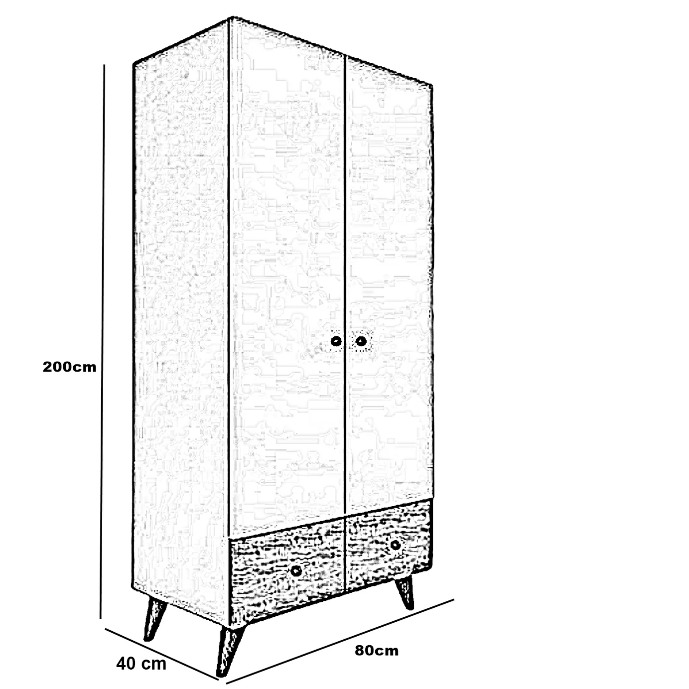 دولاب خشب ام دي اف، 80*40*200 سم