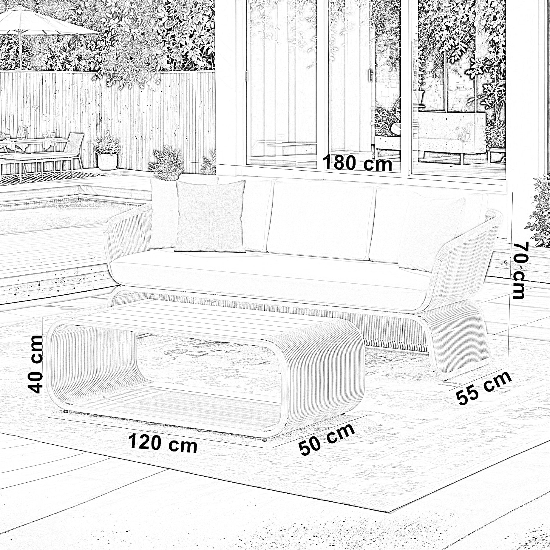 طقم خارجي ستيل و دوبار، 4 قطع