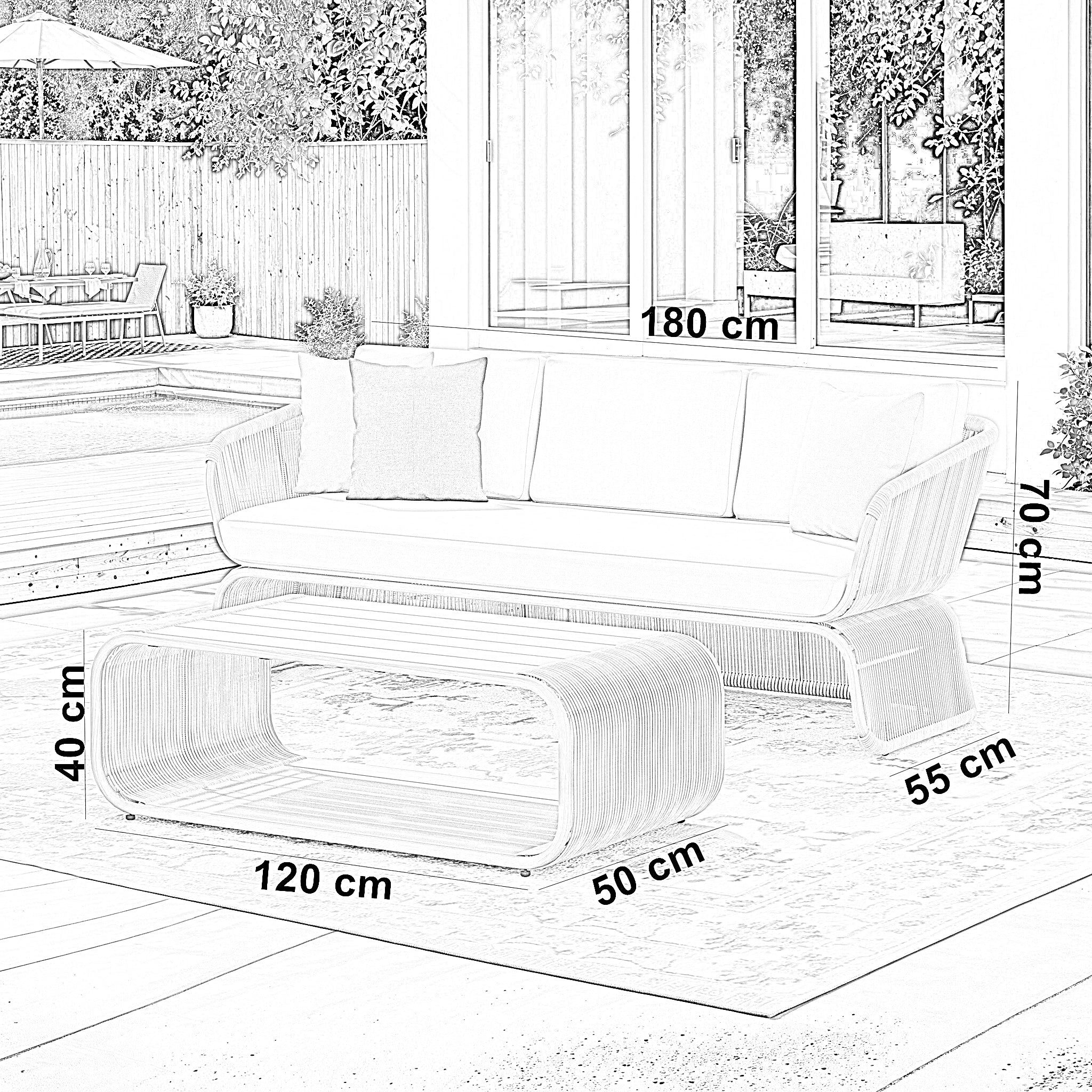 طقم خارجي ستيل و دوبار، 4 قطع