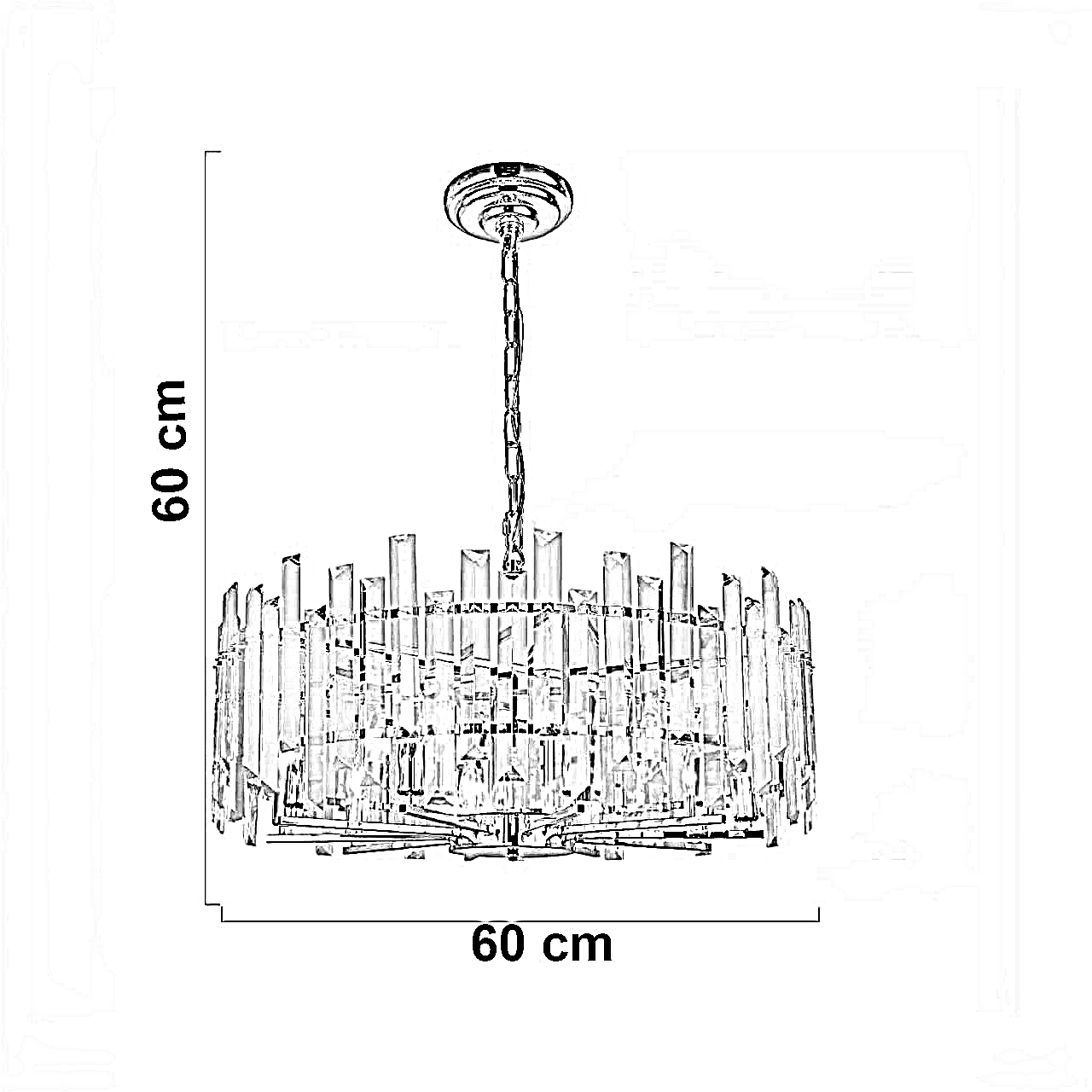 نجفة ستيل، 60*60 سم - ذهبي