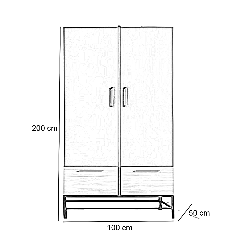 دولاب خشب ام دي اف، 100*50*200 سم