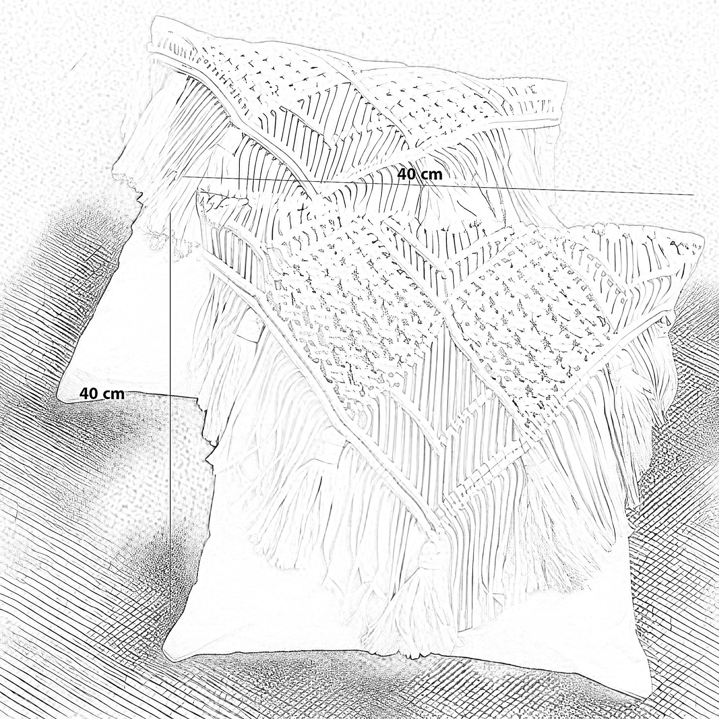 كوشن مكرمية قطن، 40*40 سم