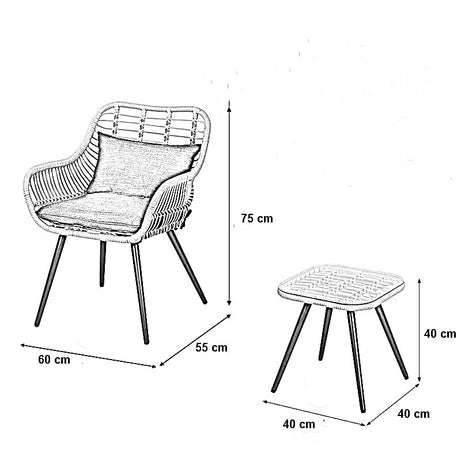 طقم خارجي ستيل و راتان، 3 قطع
