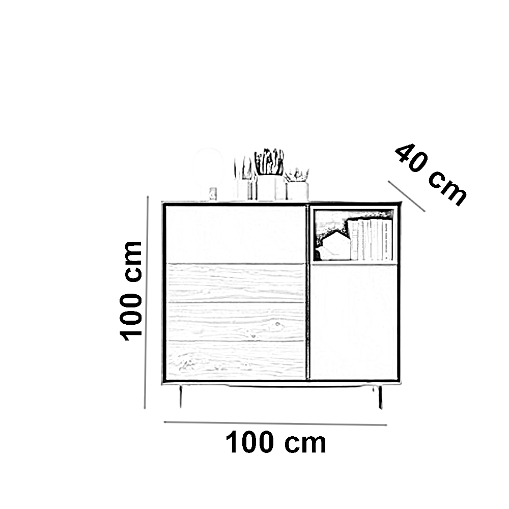 بوفيه خشب ام دي اف، 100*40*100 سم