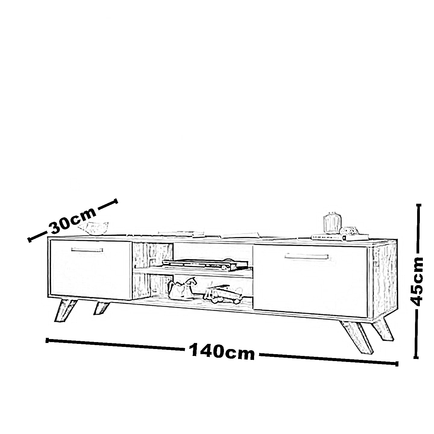 ترابيزة تليفزيون ام دي اف، 140*30*45 سم