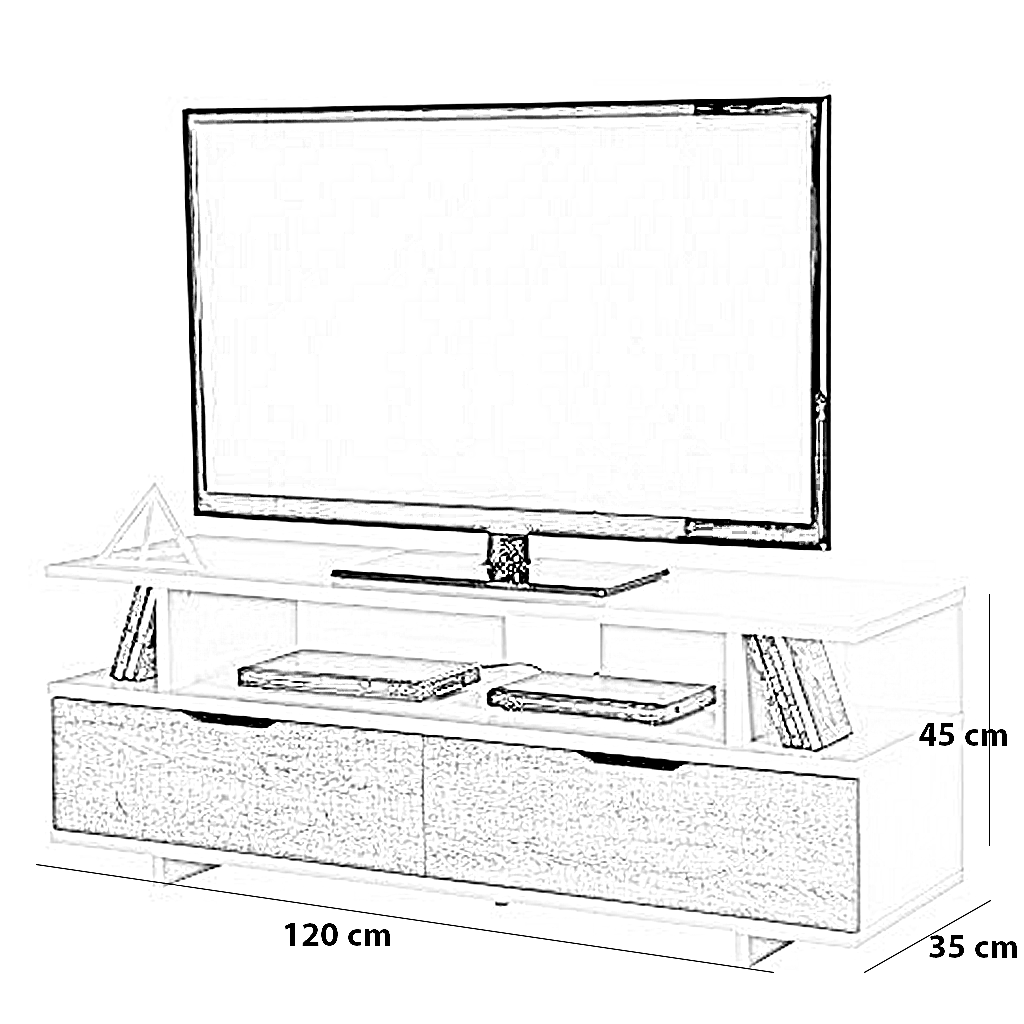 ترابيزة تليفزيون خشب ام دي اف، 120*35*45 سم