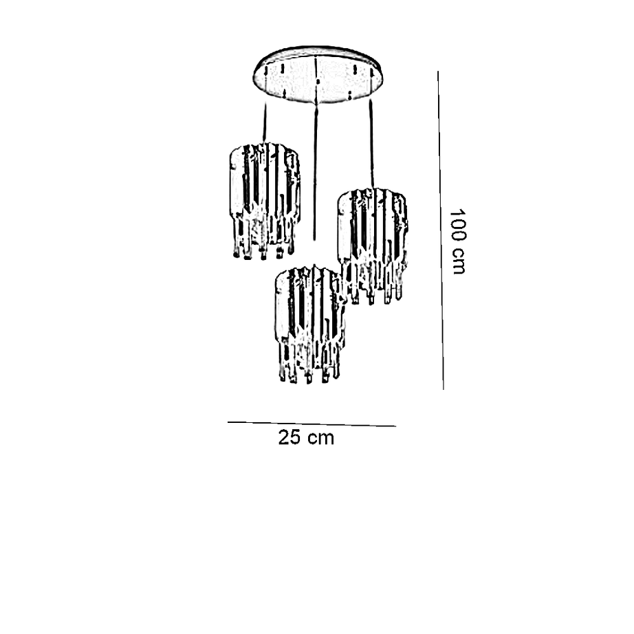 نجفة ستيل و كريستال، 25*100 سم- ذهبي