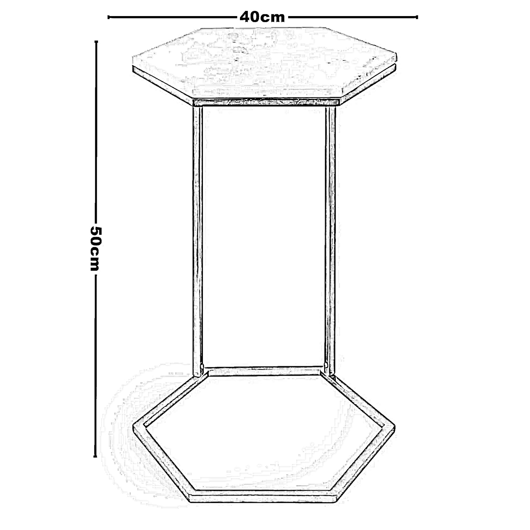 ترابيزة جانبية ستيل بسطح رخام، 40*40*50 سم