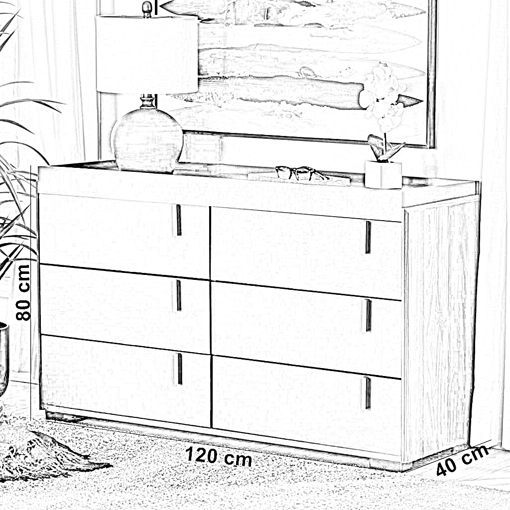 وحدة أدراج خشب ام دي اف، 120*40*80 سم