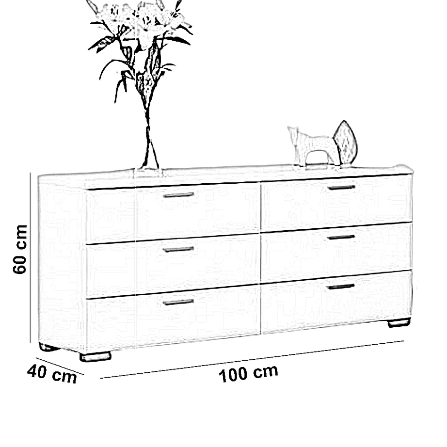 وحدة أدراج خشب ام دي اف، 100*40*60 سم