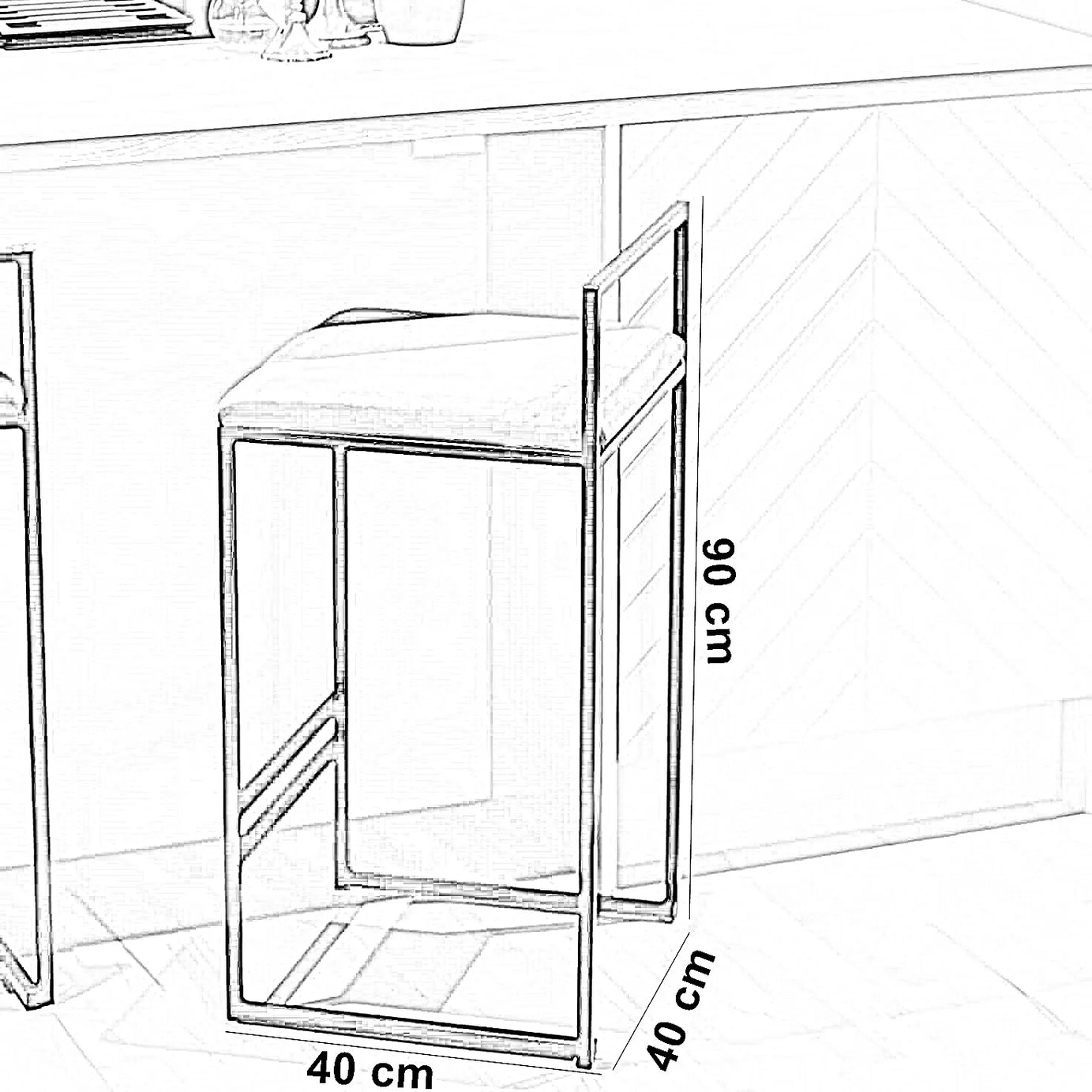 كرسي بار ستيل، 40*40*90 سم