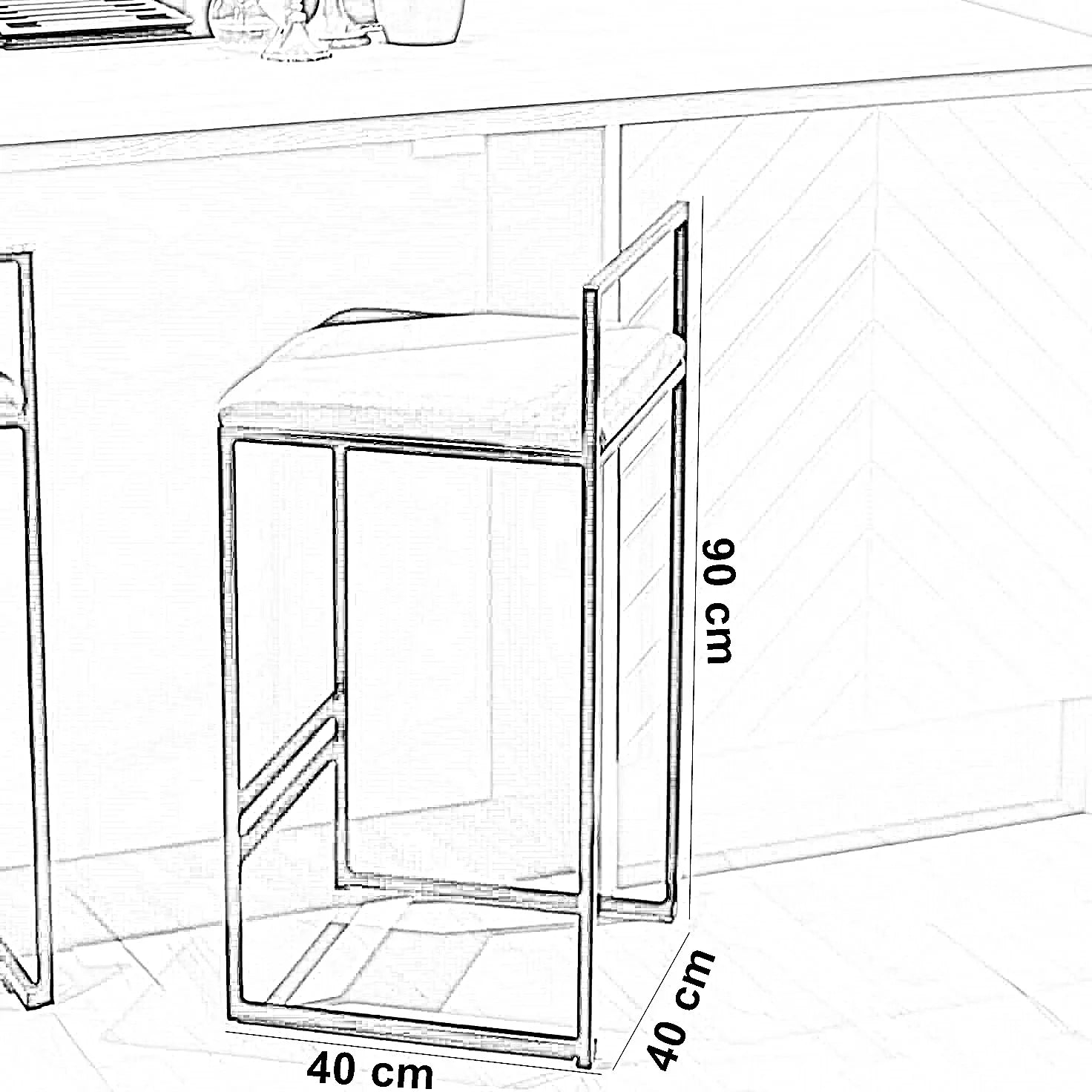 كرسي بار ستيل، 40*40*90 سم