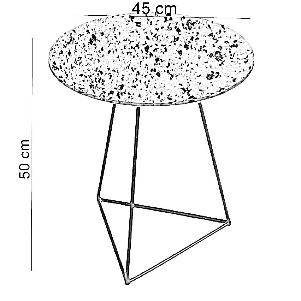 ترابيزة جانبية معدن بسطح جرانيت، 45*50 سم