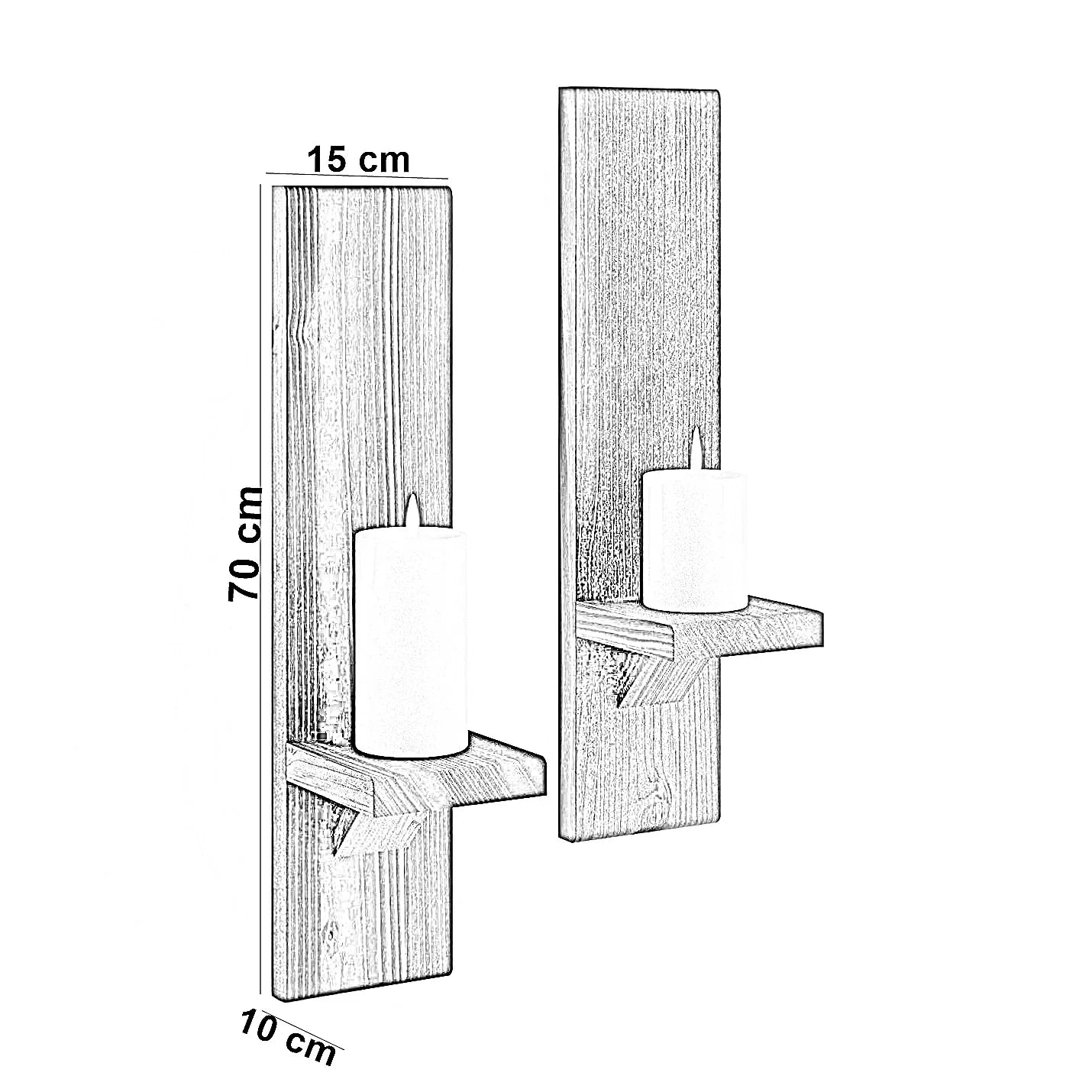 رف حائط خشب موسكي، 15*10*70 سم - قطعتين