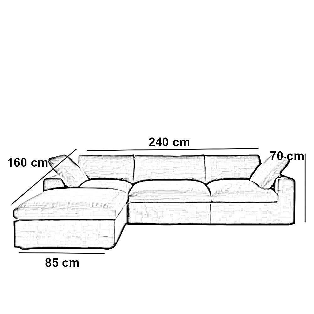 ركنة خشب زان، 240*160*85*70 سم