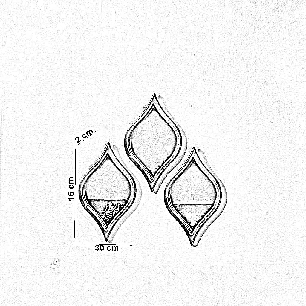 طقم مرايات حائط بإطار ام دي اف، 30*2*16 سم - 3 قطع