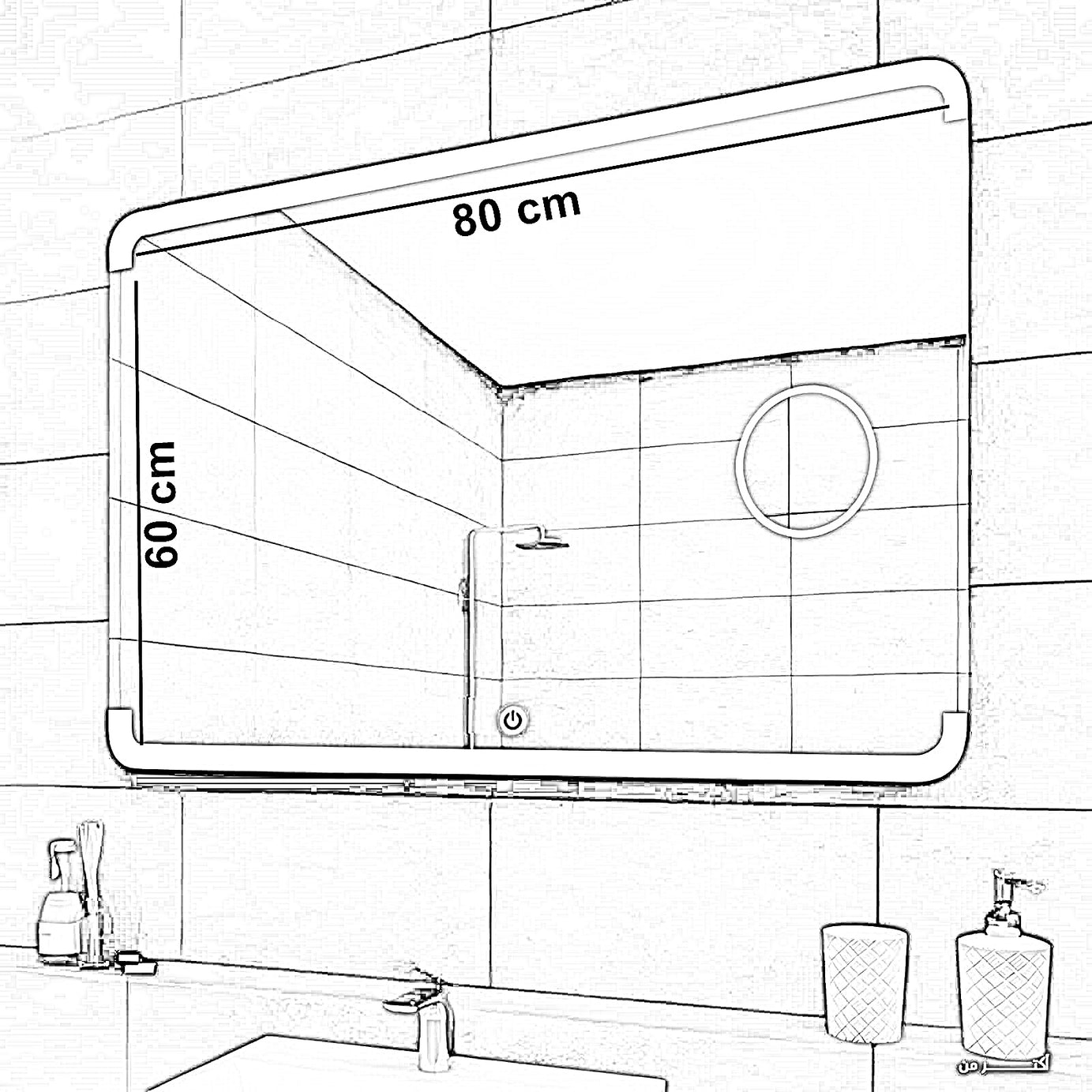مرايا ليد حمام، 80*60 سم