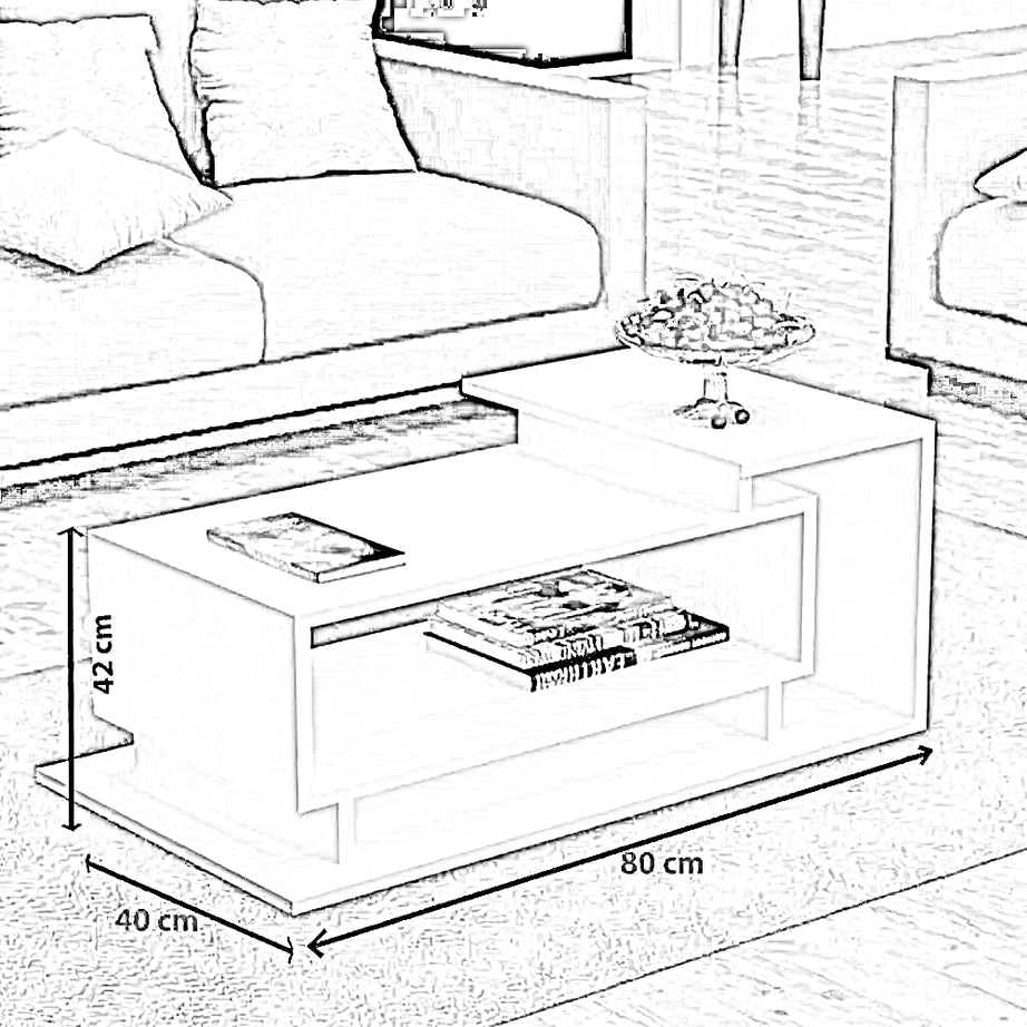 ترابيزة قهوة ام دي اف، 80*50*42 سم