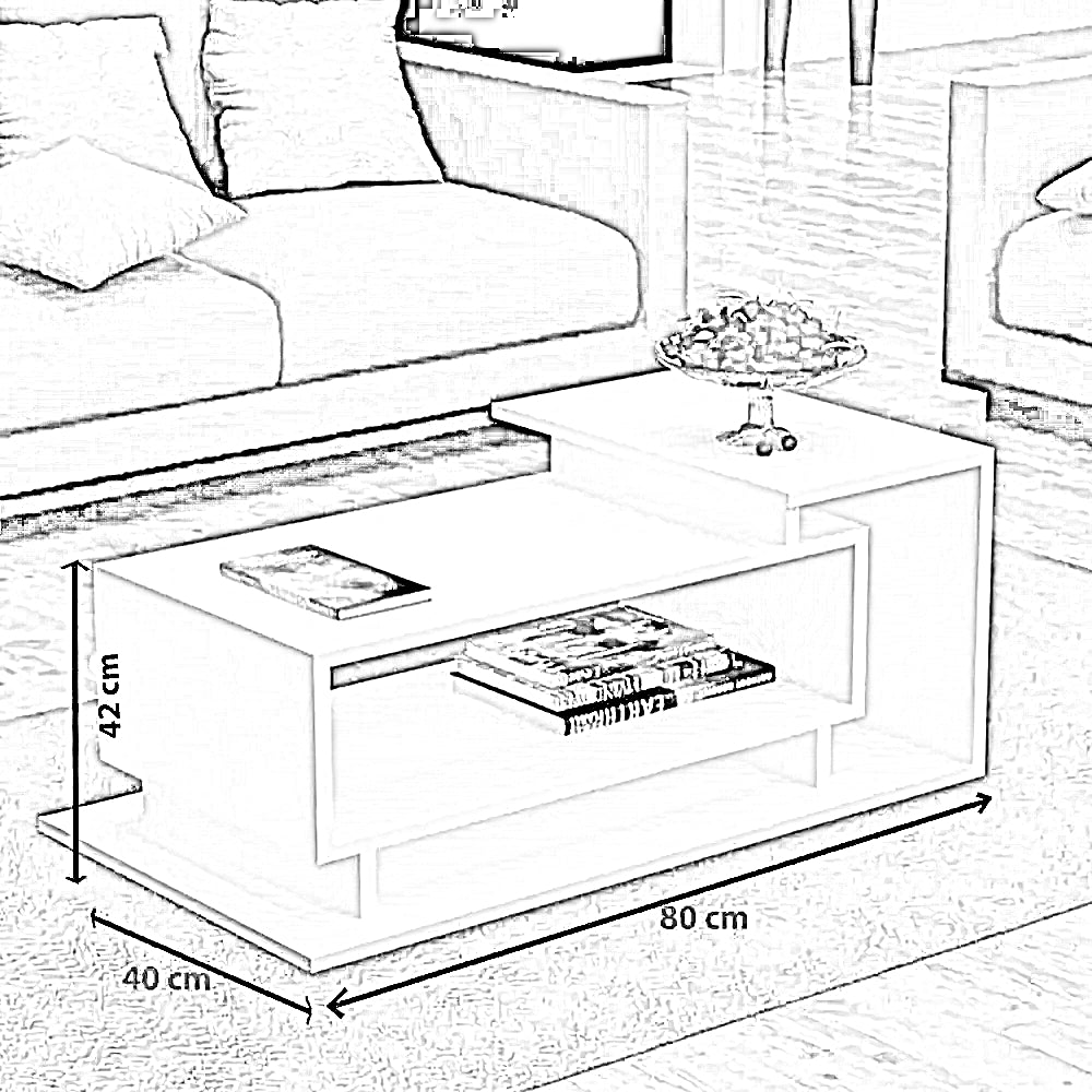 ترابيزة قهوة ام دي اف، 80*50*42 سم