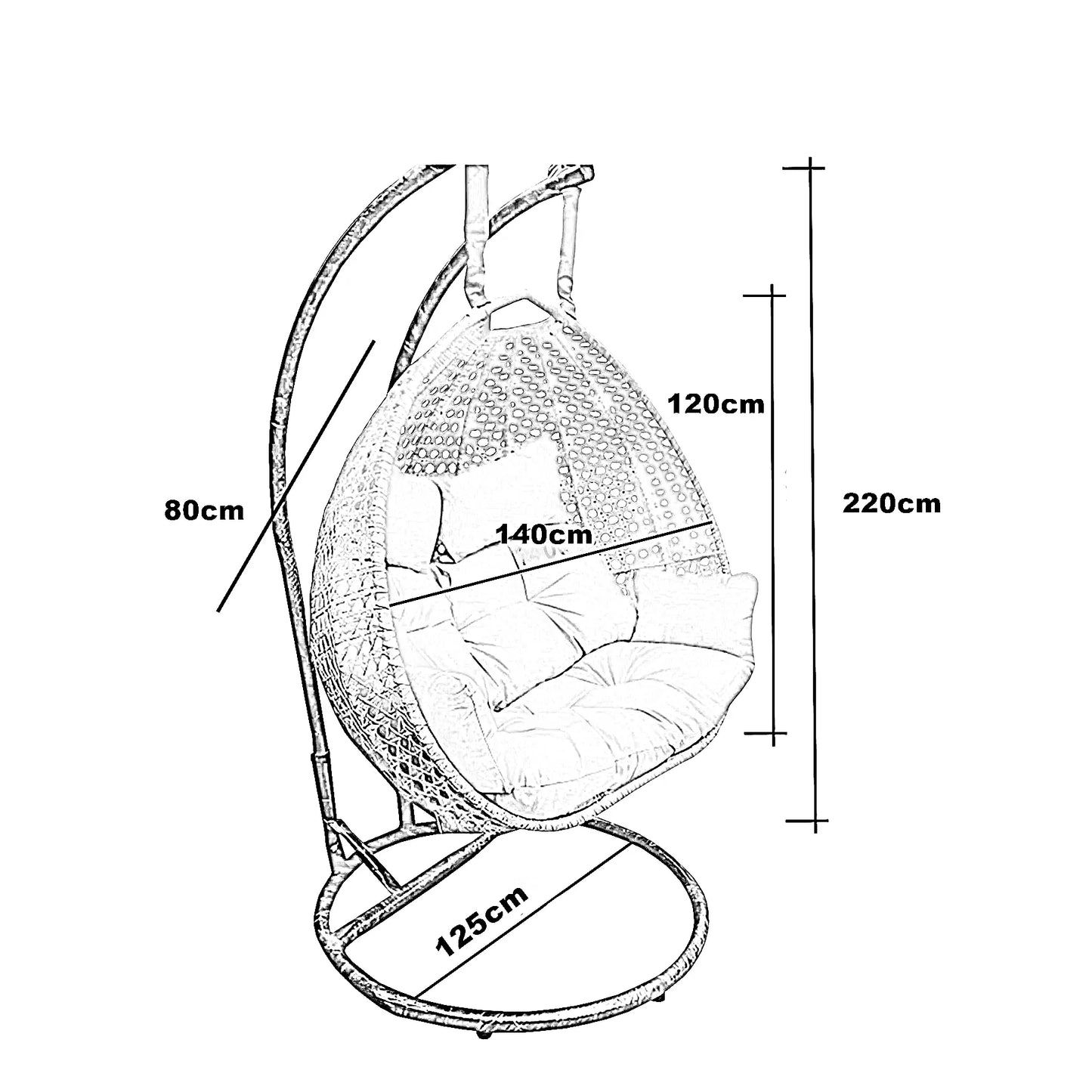 أرجوحة معدن و راتان، 140*80*120 سم