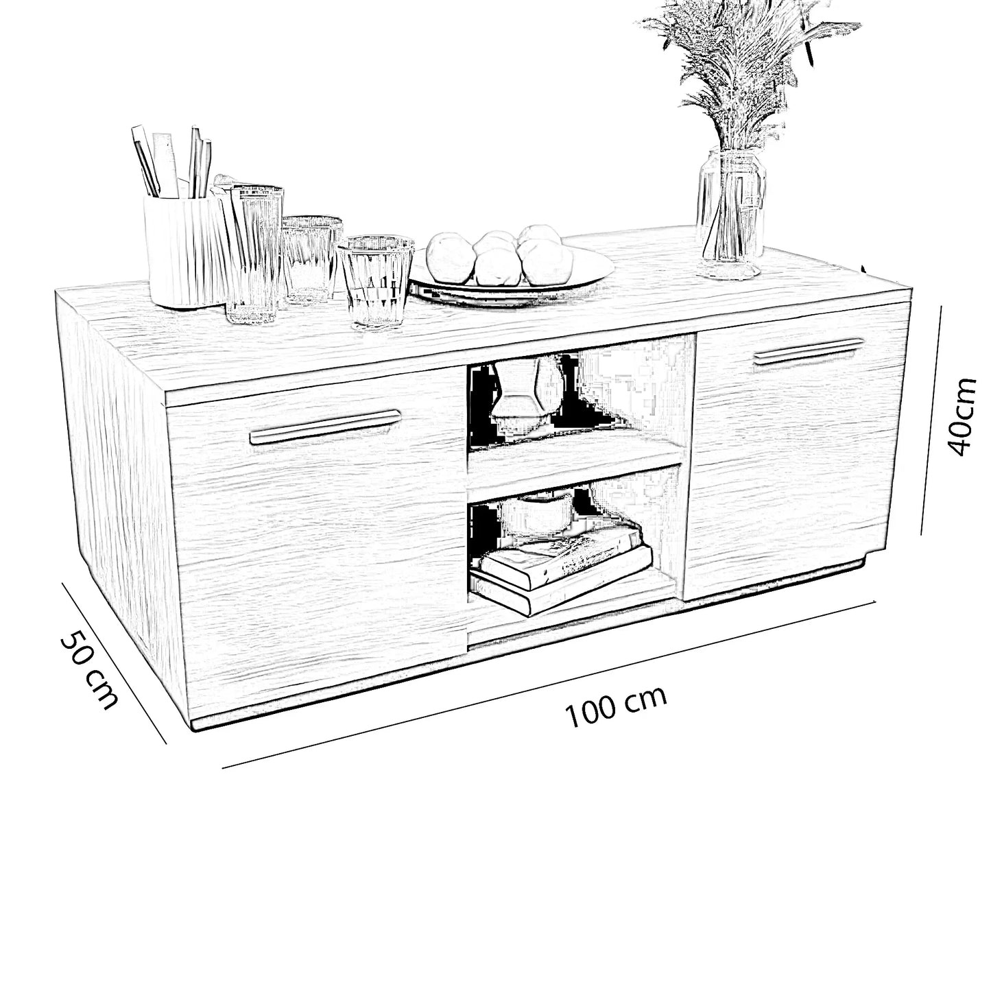 ترابيزة قهوة ام دي اف، 100*50*40 سم