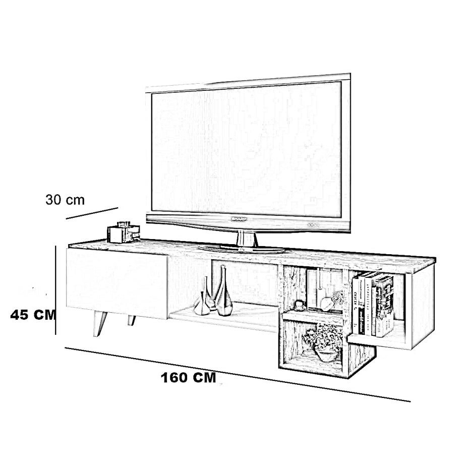 ترابيزة تليفزيون ام دي اف، 160*30*45 سم