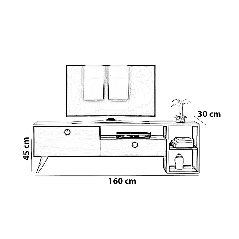 ترابيزة تليفزيون ام دي اف، 160*30*45 سم