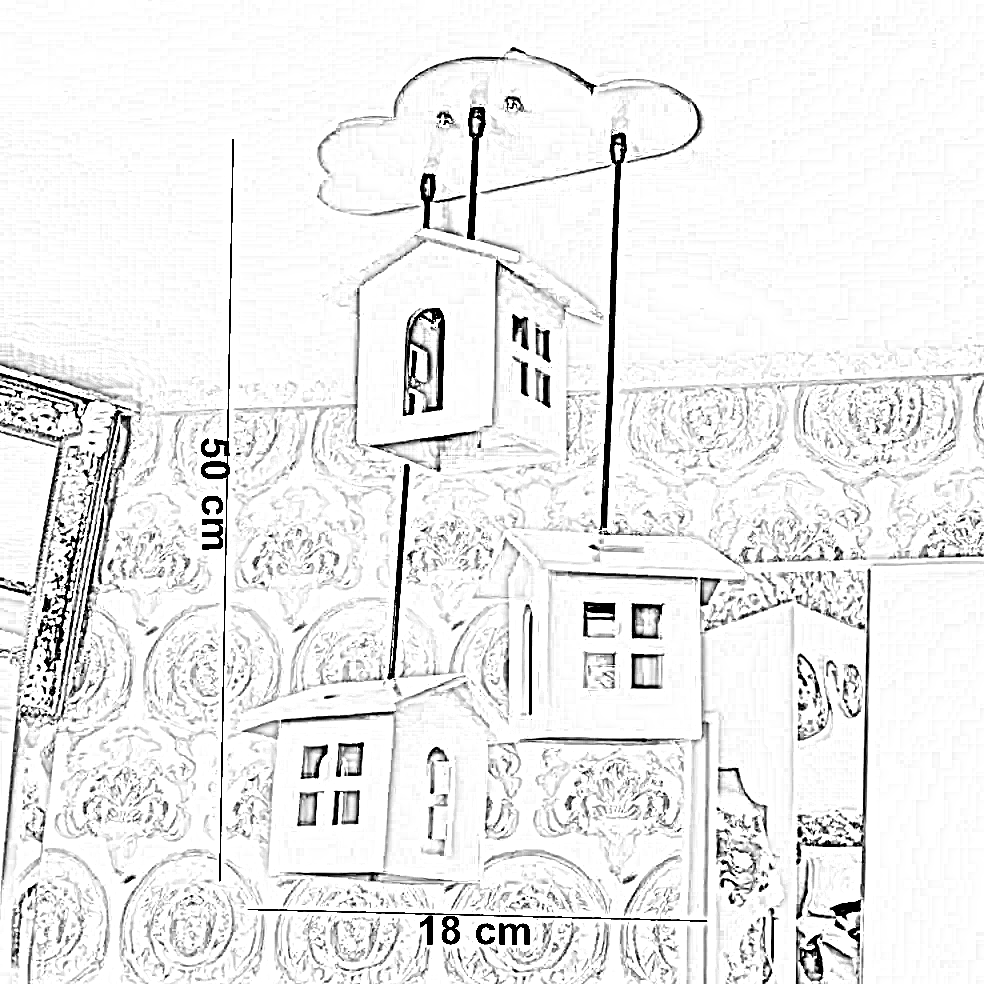 نجفة خشب، 18*50 سم - متعددة الالوان