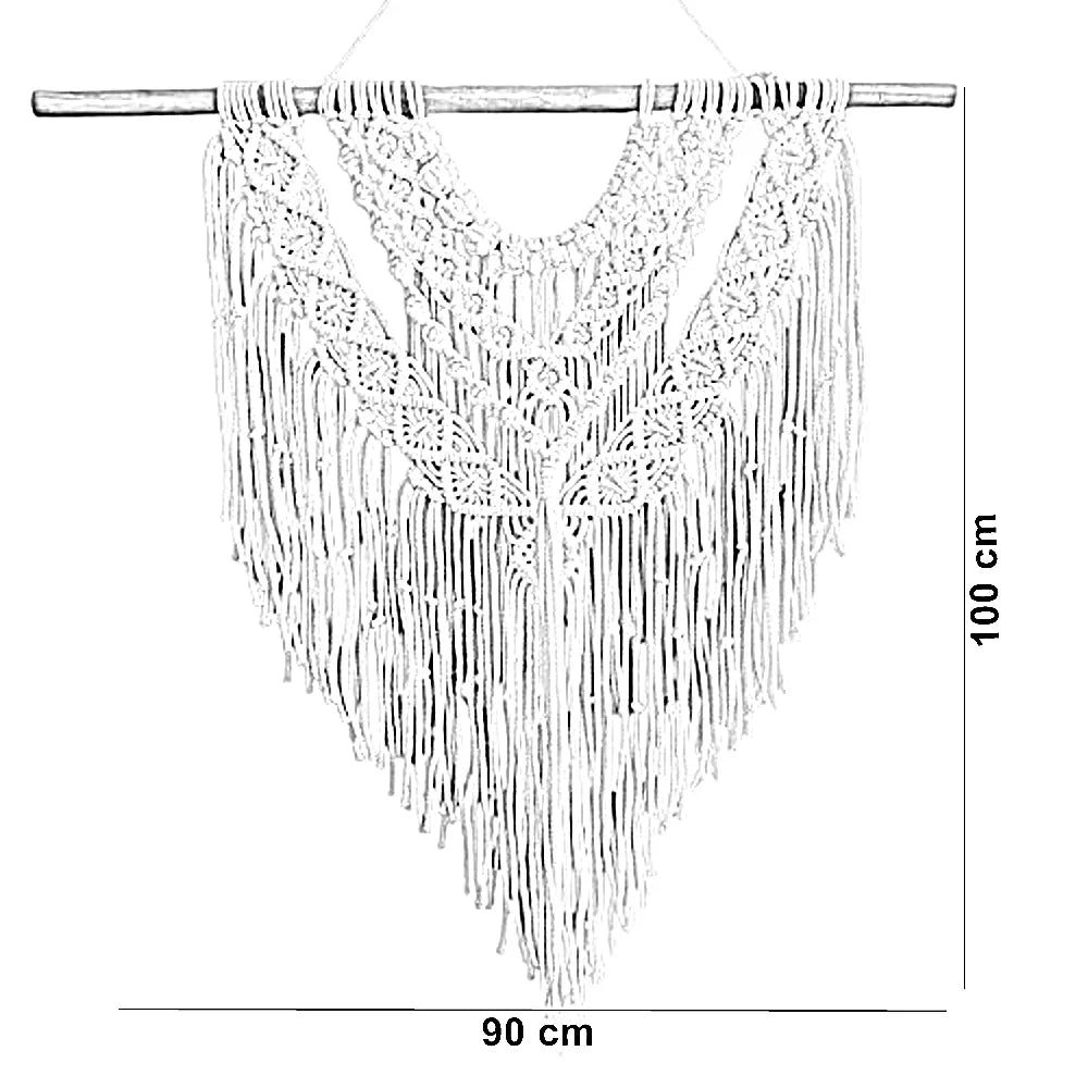 مكرمية حائط خشب، 90*100 سم