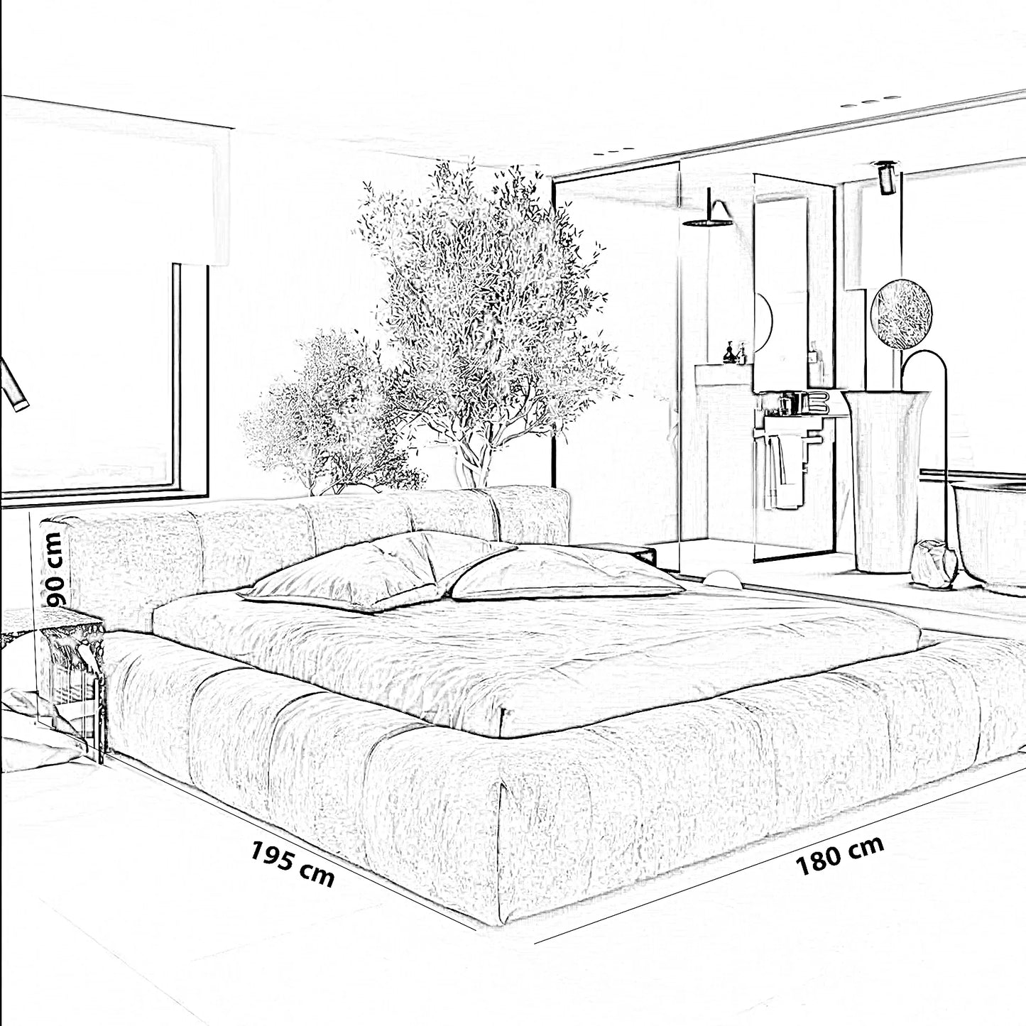 سرير سوبر كينج خشب كونتر و موسكي، 180*195*90 سم