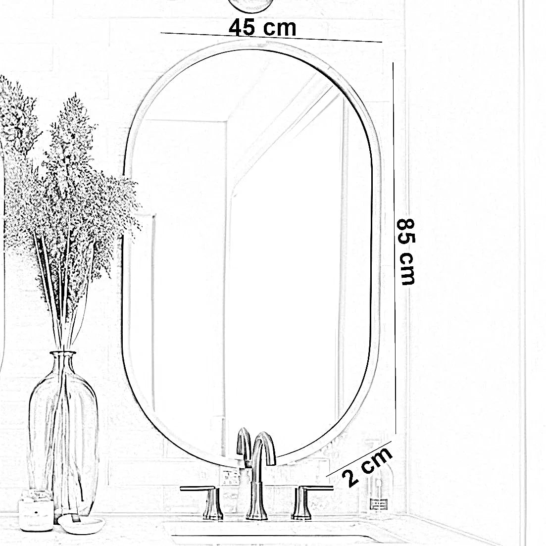 مرايا حائط بإطار خشب ام دي اف، 45*2*85 سم