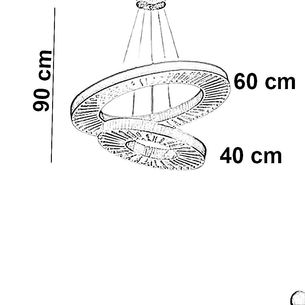 نجفة ستيل و كريستال، 60*90 سم - ذهبي