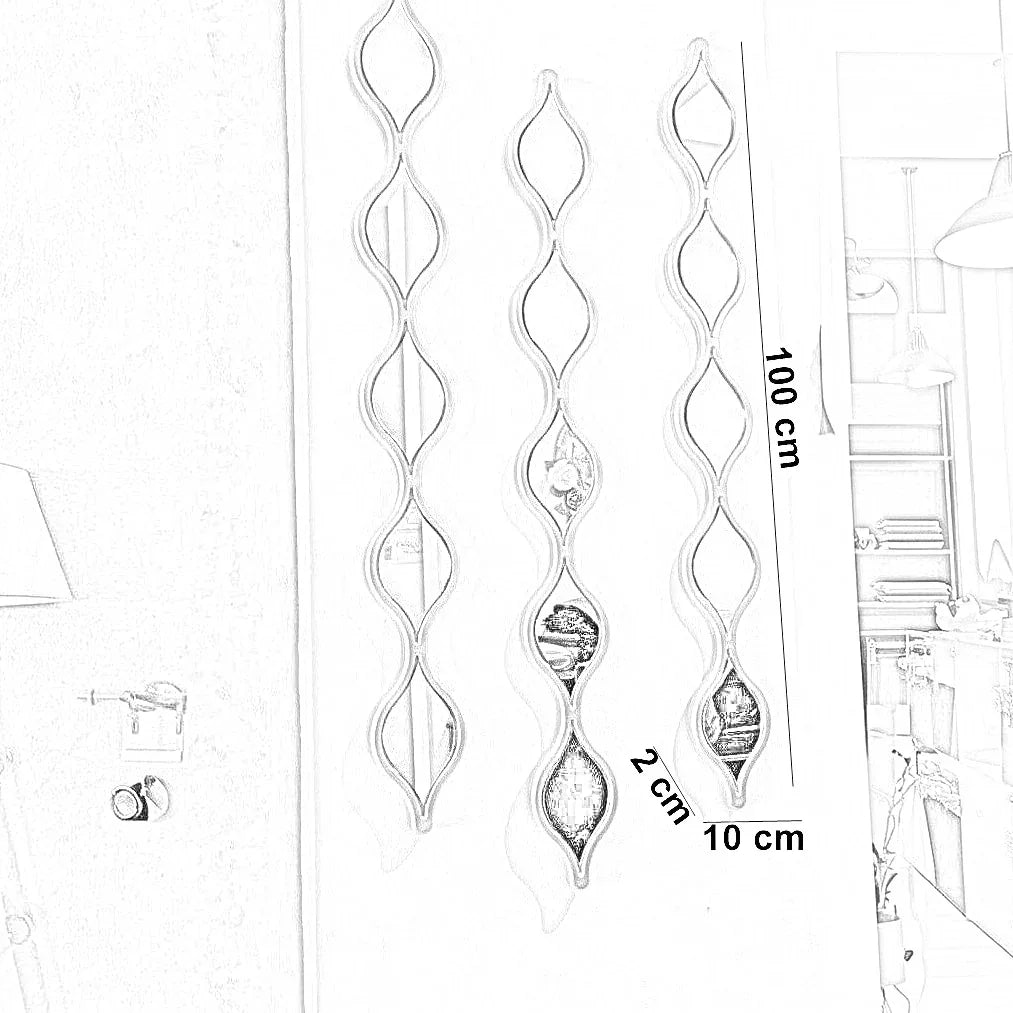 طقم مرايات ديكور حائط بإطار ام دي اف، 10*2*100 سم - 3 قطع