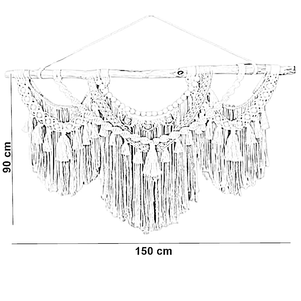 مكرمية حائط خشب، 150*90 سم