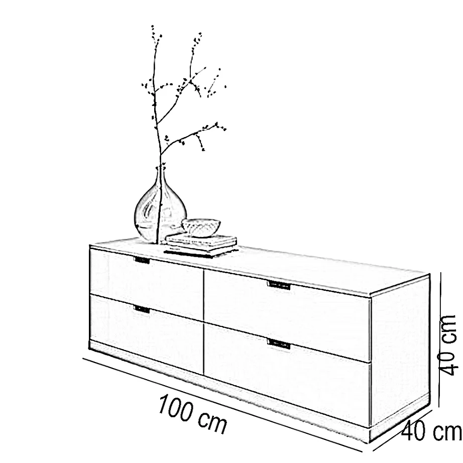 وحدة أدراج خشب ام دي اف، 100*40*40 سم