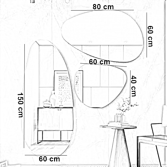 طقم مرايات حائط، 3 قطع